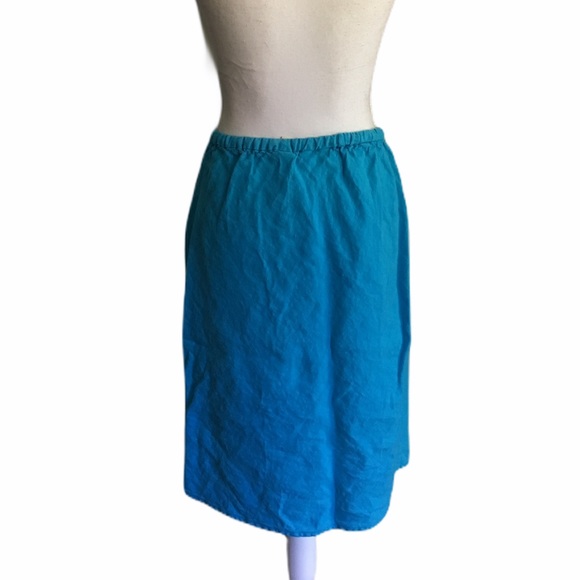 Blue Linen Pull-on Casual Skirt Medium - Picture 3 of 11